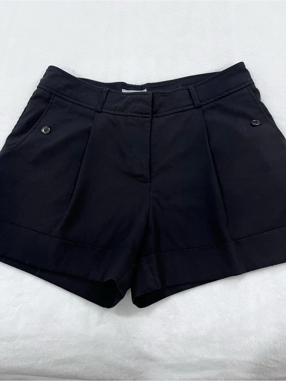 H&M Black Tailored Cuffed Shorts Size 10 Classic Dressy Casual